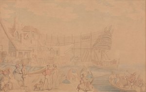 船の進水 作： Thomas Rowlandson